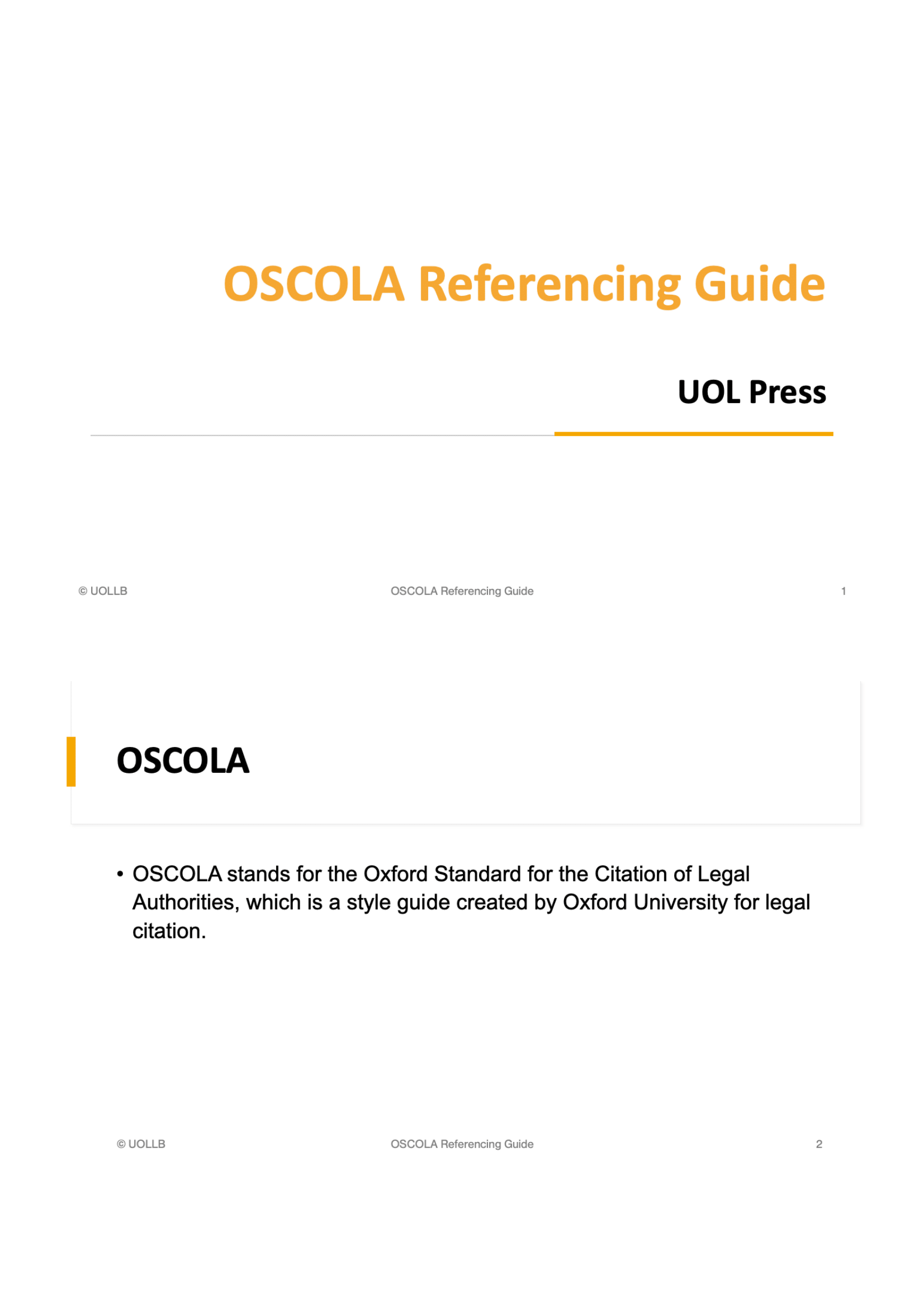 Oscola OSCOLA Referencing Fantastic Guide UOLLB