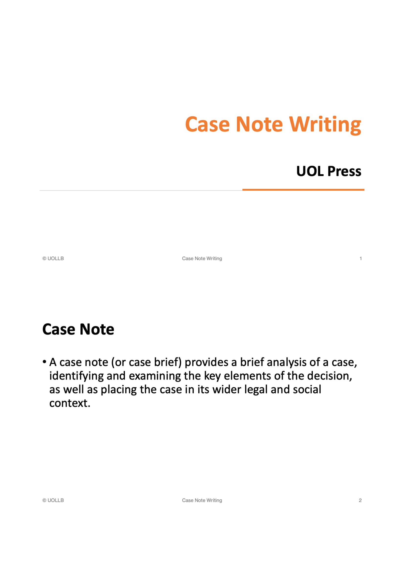 Case Note Writing – UOLLB®