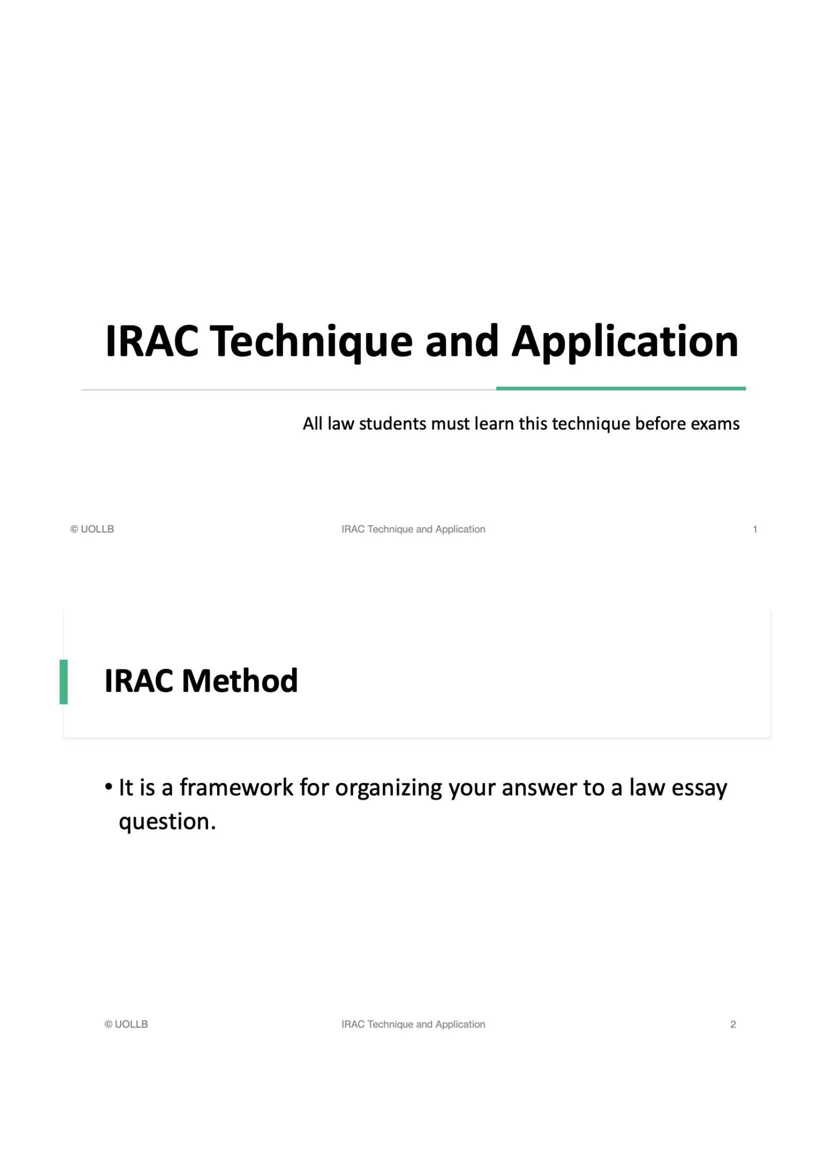 IRAC Technique and Application