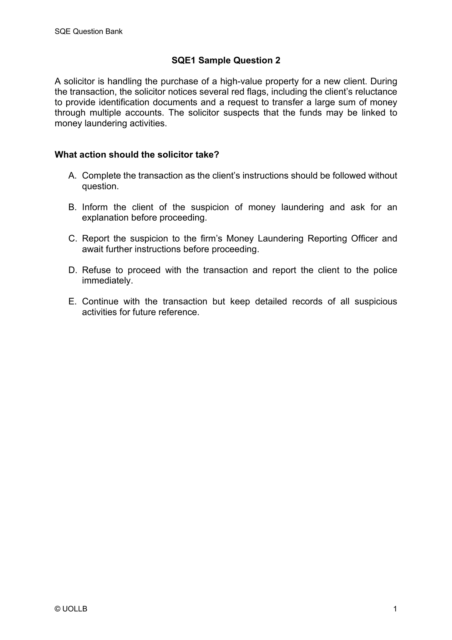 SQE1 Sample Question