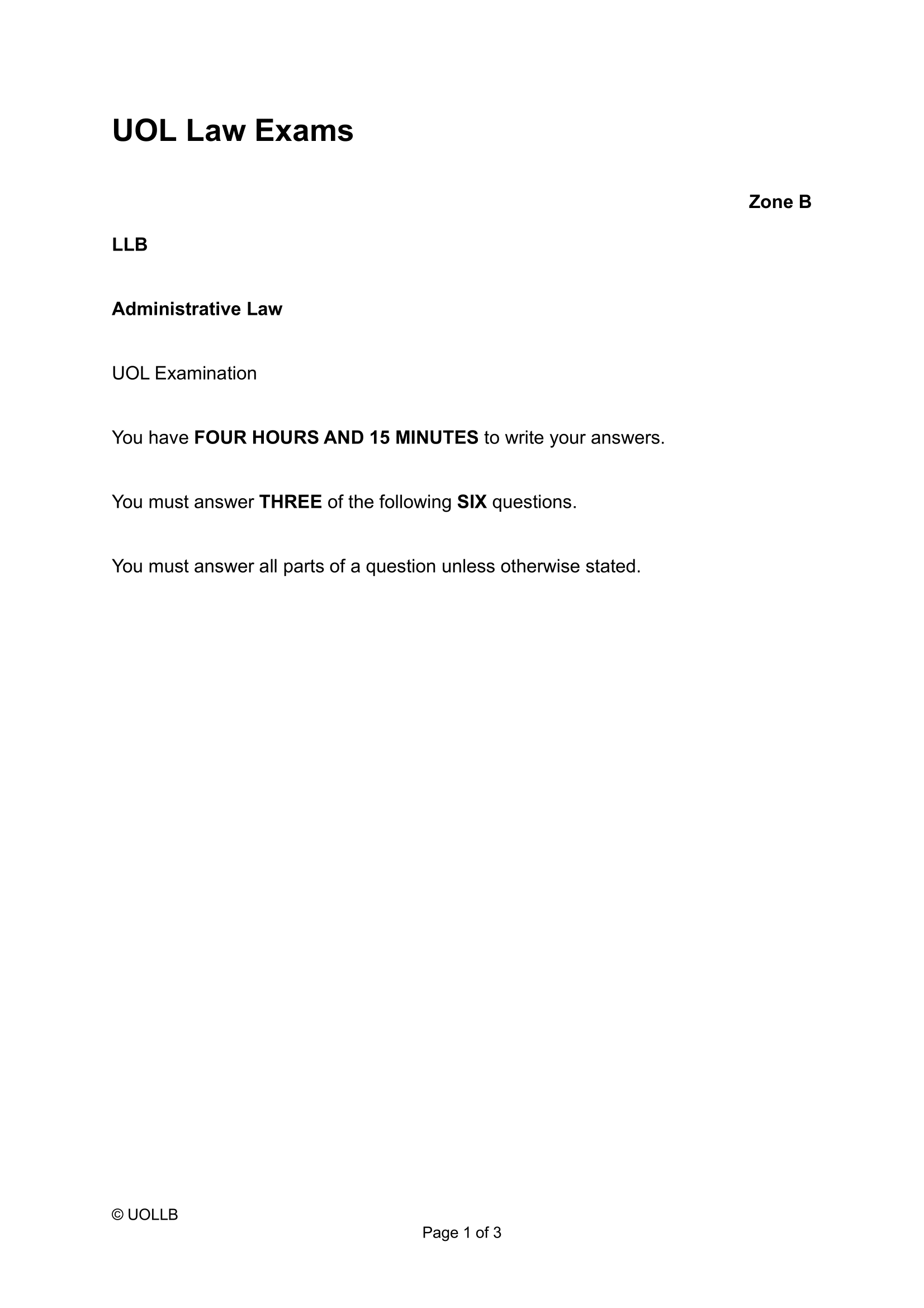 UOL Law Exam Papers