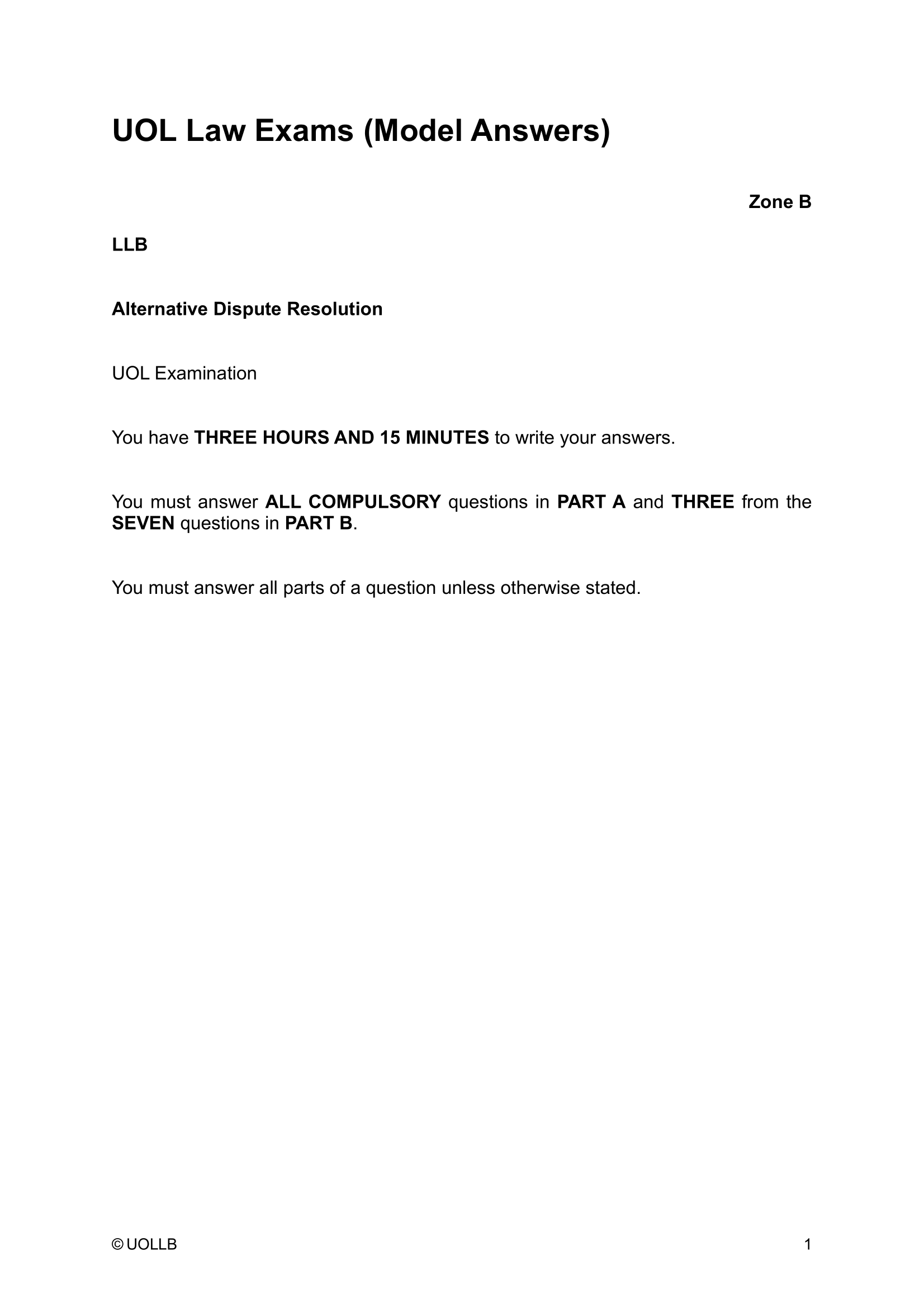UOL Law Exam Papers