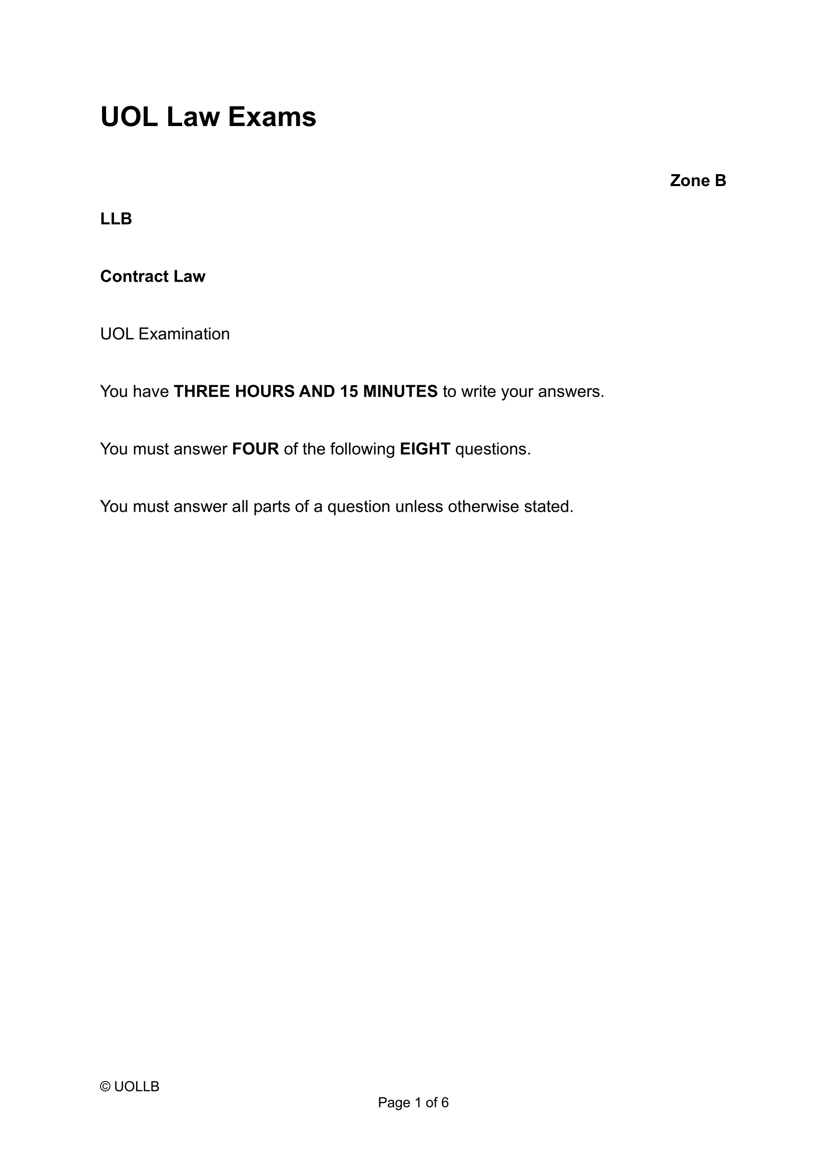 UOL Law Exam Papers