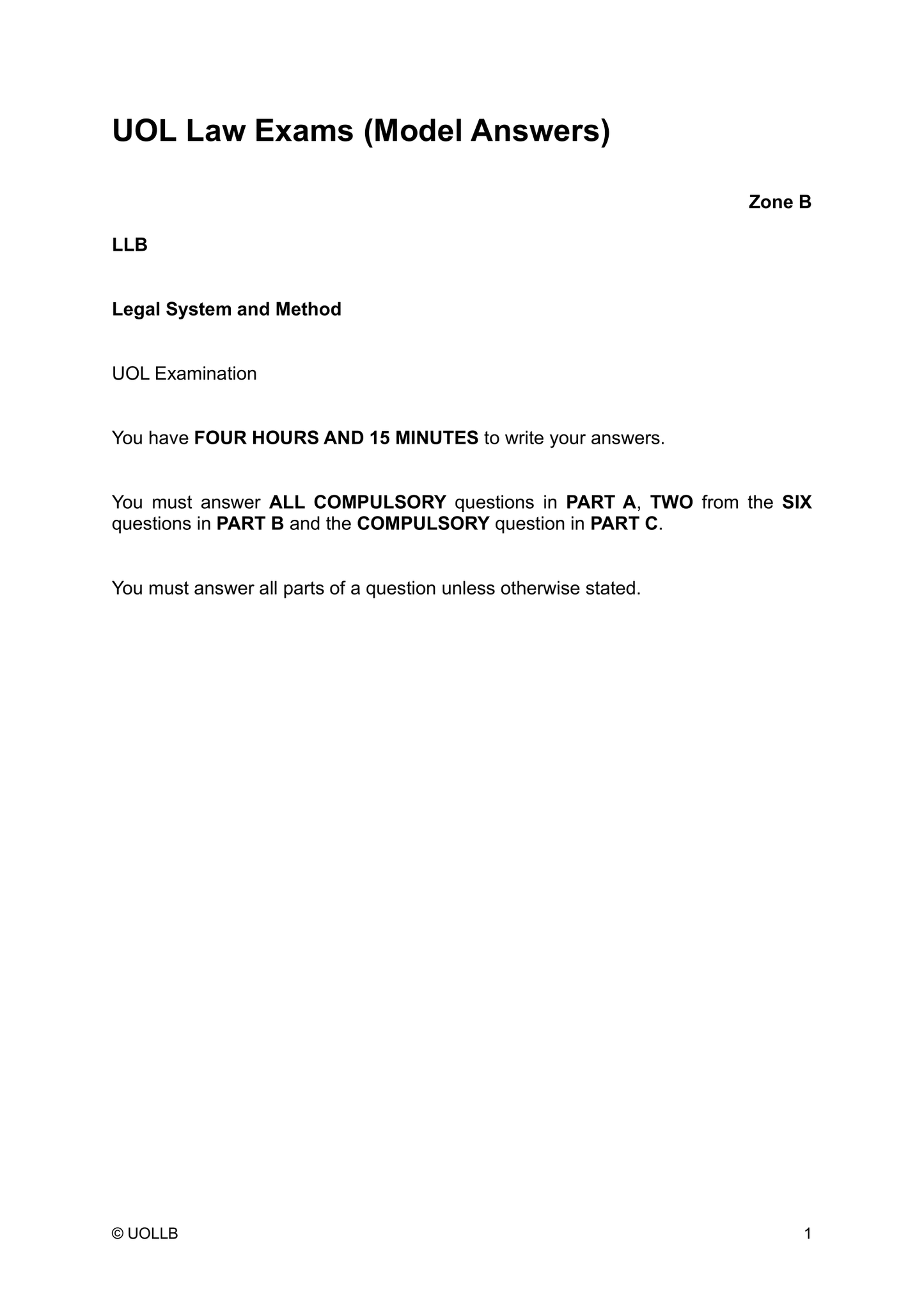 UOL Law Exam Papers