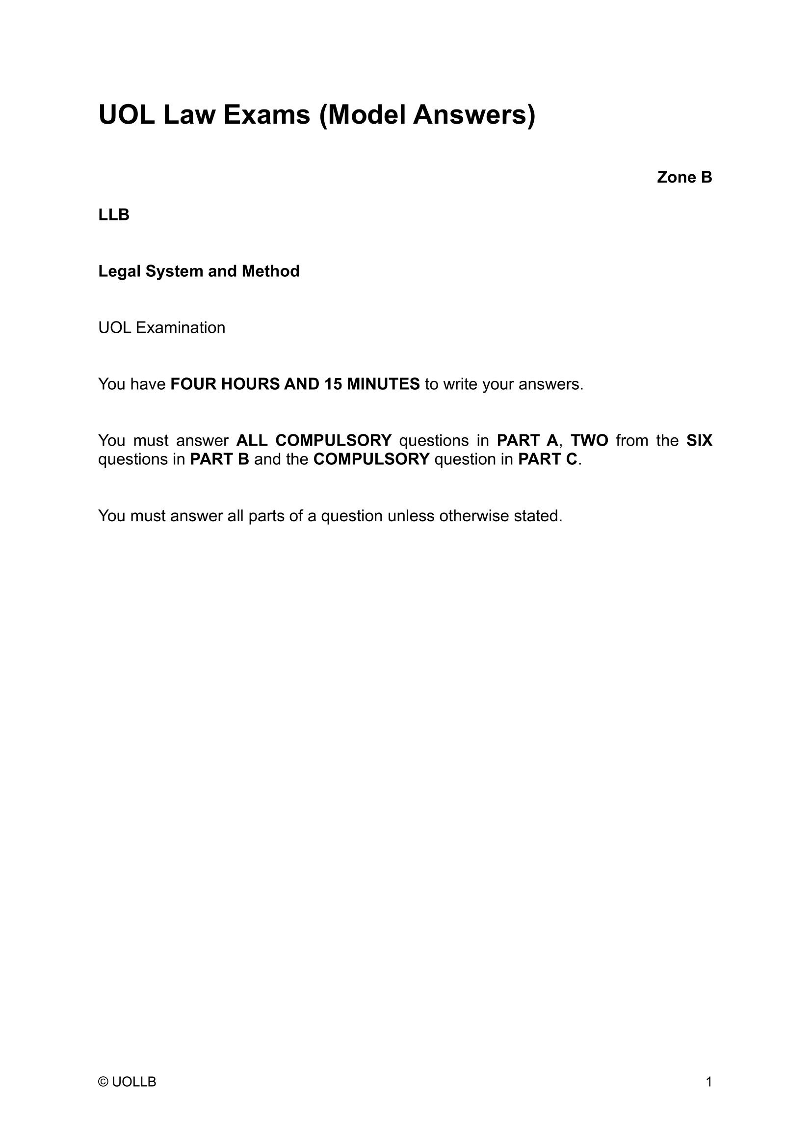 UOL Law Exam Papers