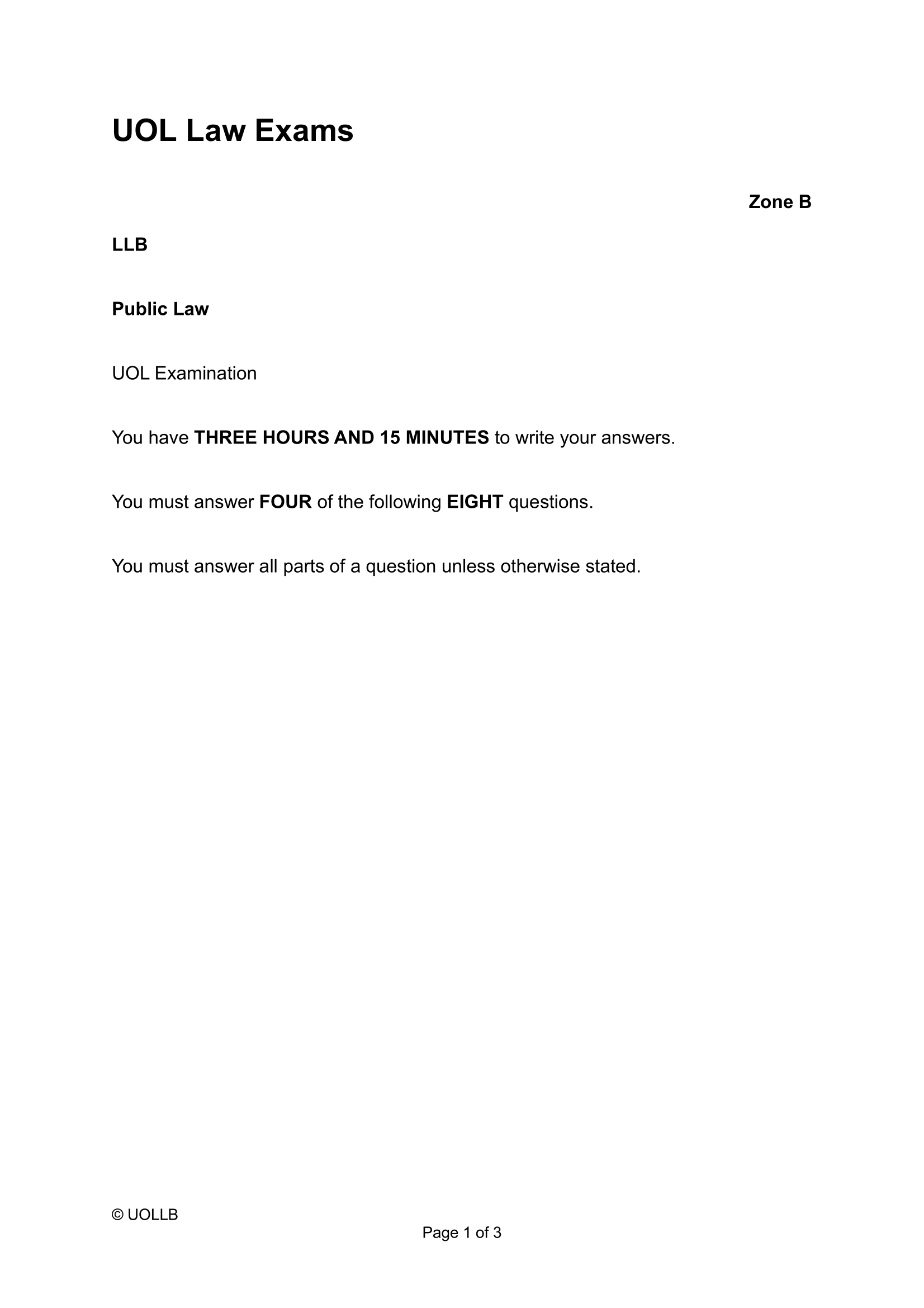 UOL Law Exam Papers